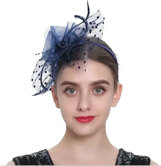 Women's Simple Polka Dot Small Fascinator Cute Bow Feather 65099