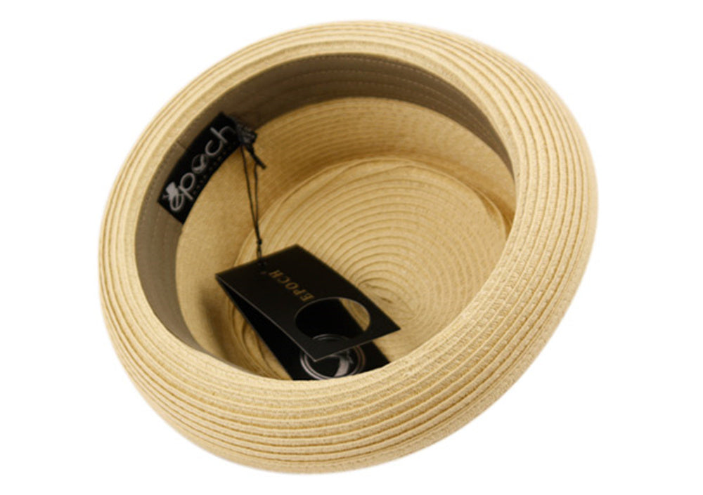 Spring Summer Men's Straw Porkpie Solid Color with Up Turn Short Brim