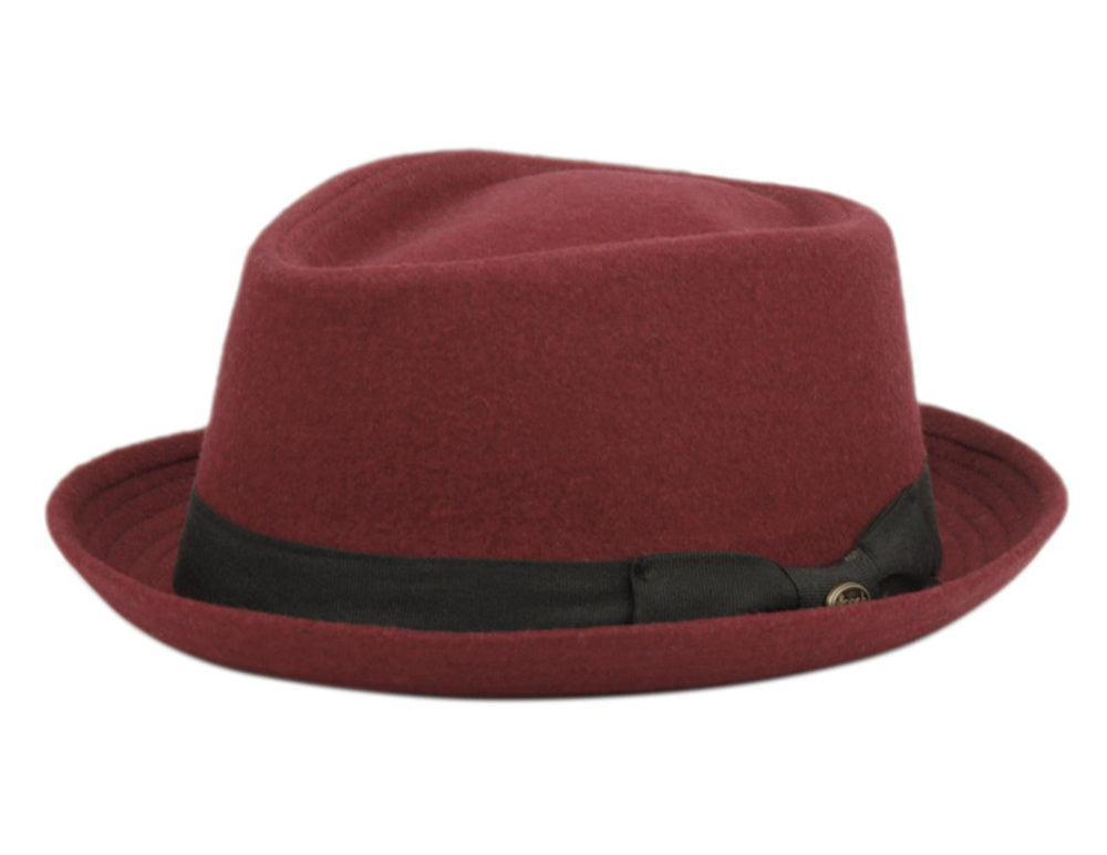 Diamond Shape Men's 100% Wool Felt Fall Winter Spring Brim Fedora with Band L2292