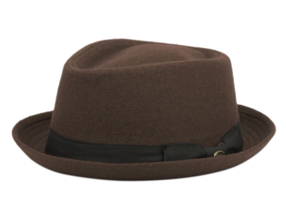 Diamond Shape Men's 100% Wool Felt Fall Winter Spring Brim Fedora with Band L2292