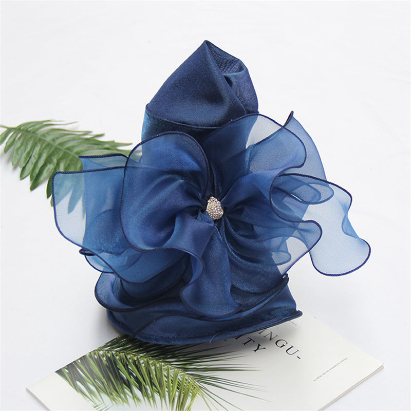Wide Brim Women's LightWeight See Through Fabric Classic Flower Church Hat