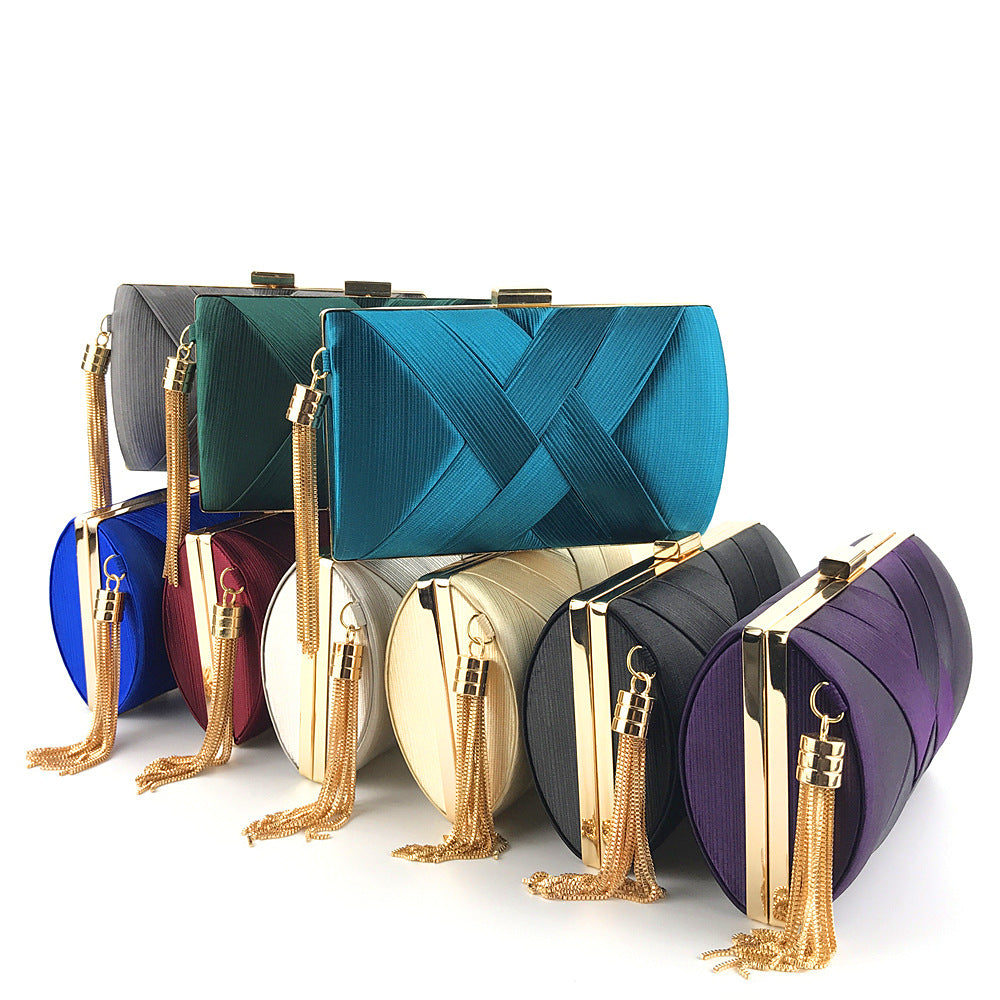 Hard Shell Evening Party Solid Color Bags for Women Satin Purses Wedding Bag 11001