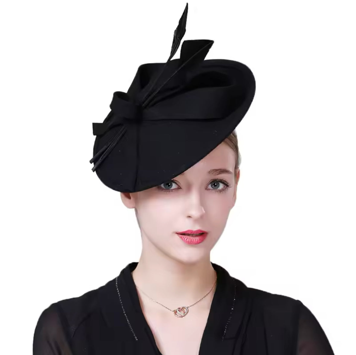 Women's Vintage Wool Feather Tea Party Wedding Fascinator Hat