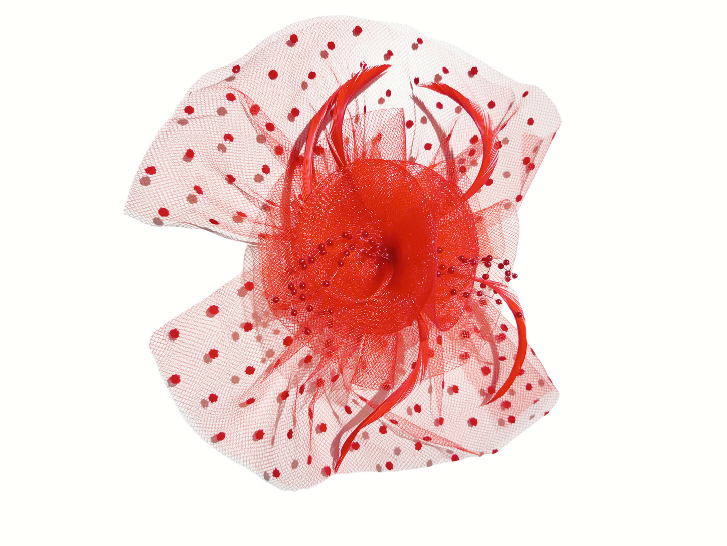 Women's Simple Polka Dot Small Fascinator Cute Bow Feather 65099