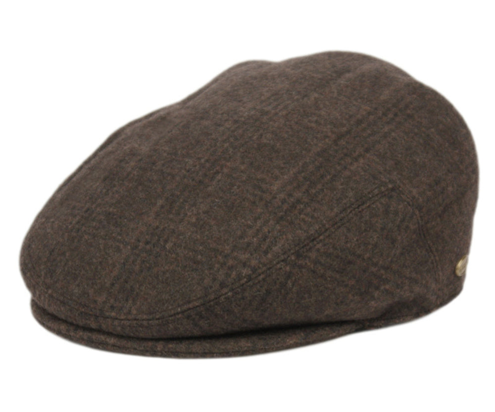 Men's Narrow Fit Tweed Herringbone Wool Patch Work Plaid Ivy Caps W/Cloth Fabric Lining