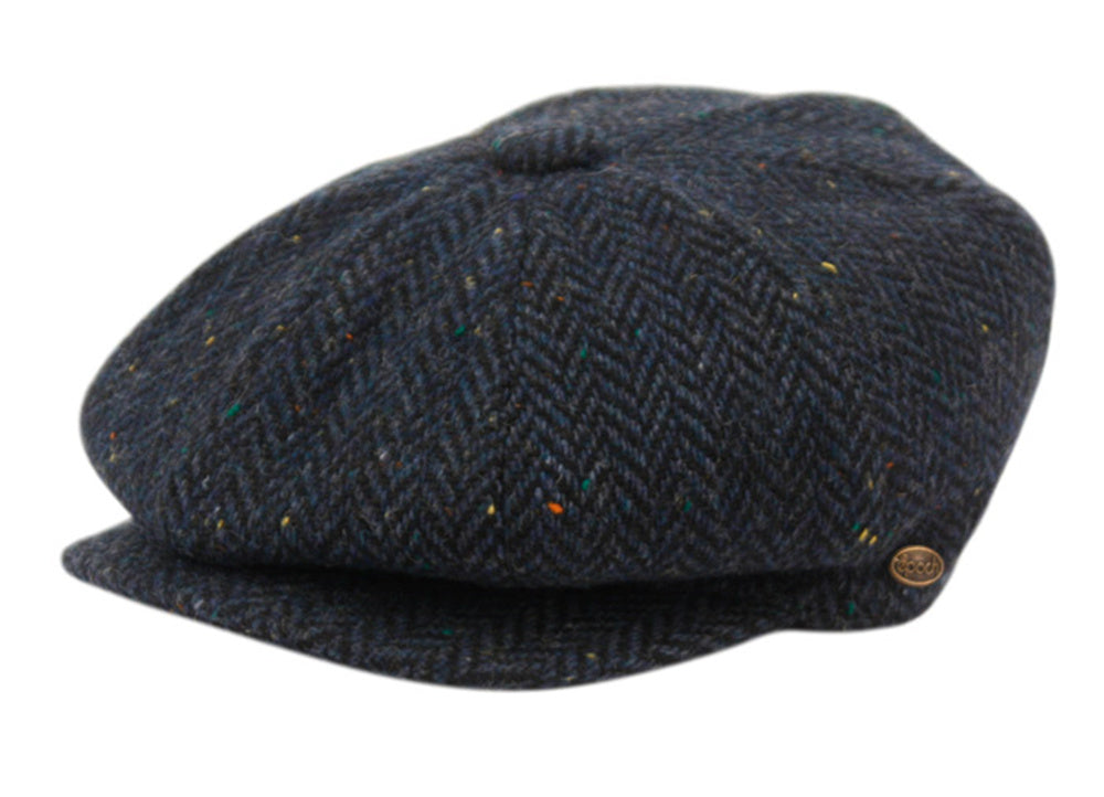 Wool Blend Patch Work Newsboy Cap With Quilted Satin Lining front snap button