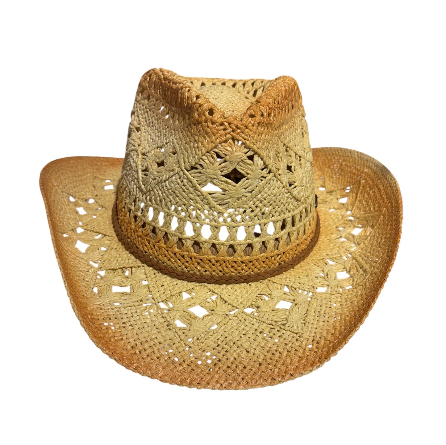 UV 50+ Women's Western Cowboy Cowgirl Paper Straw Braid Hollow Hat L07