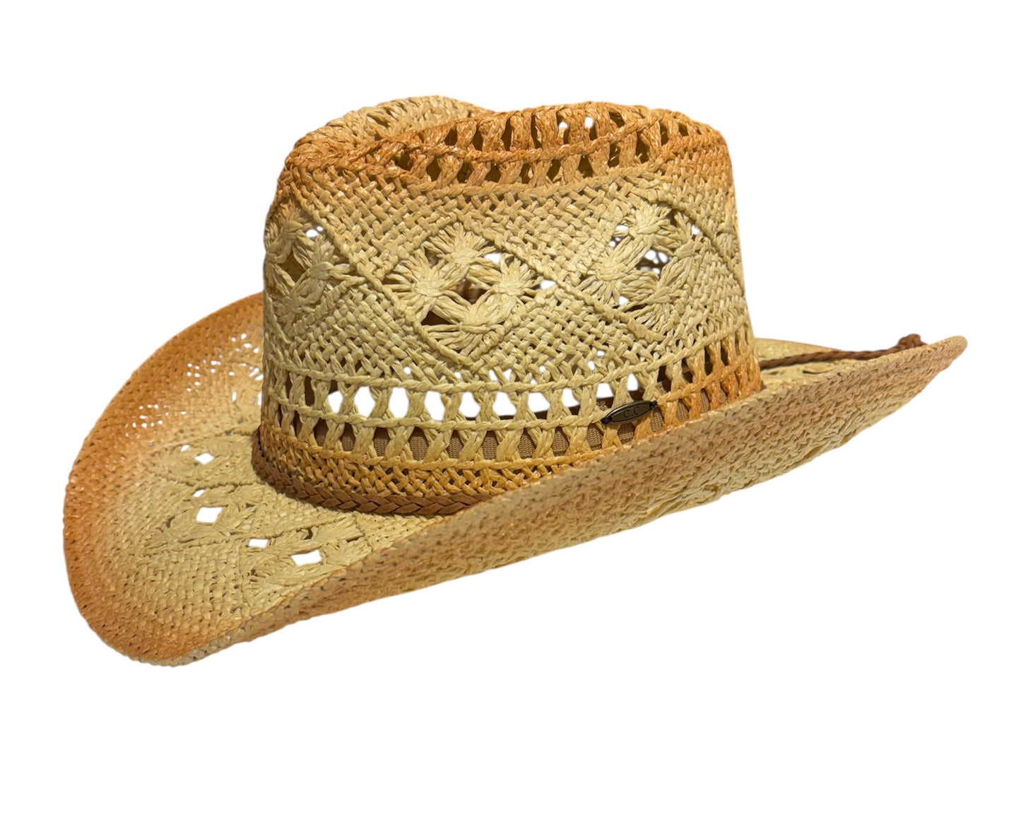 UV 50+ Women's Western Cowboy Cowgirl Paper Straw Braid Hollow Hat L07