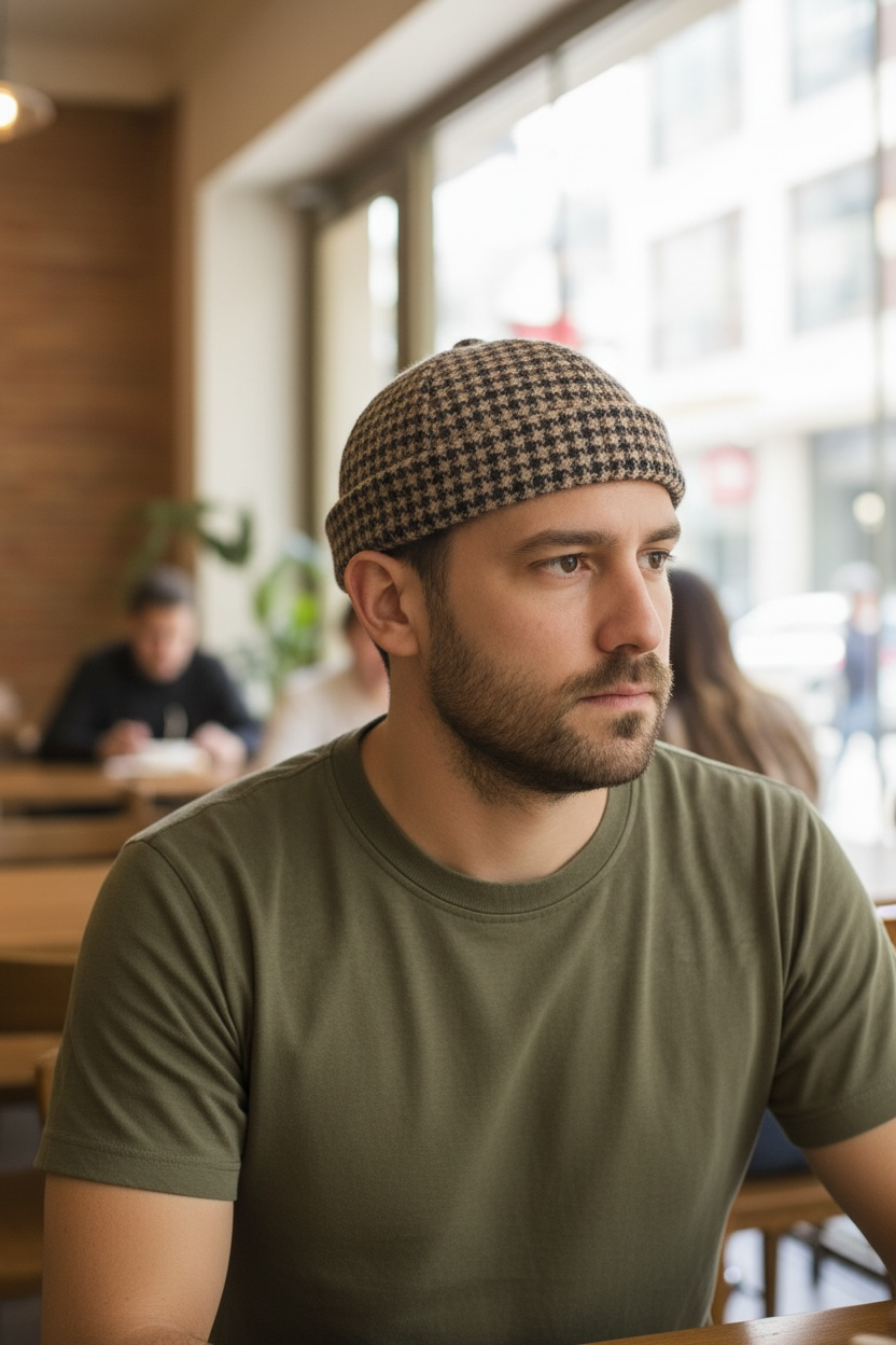 Men's Wool Cuff Short Skull Cap Beanie