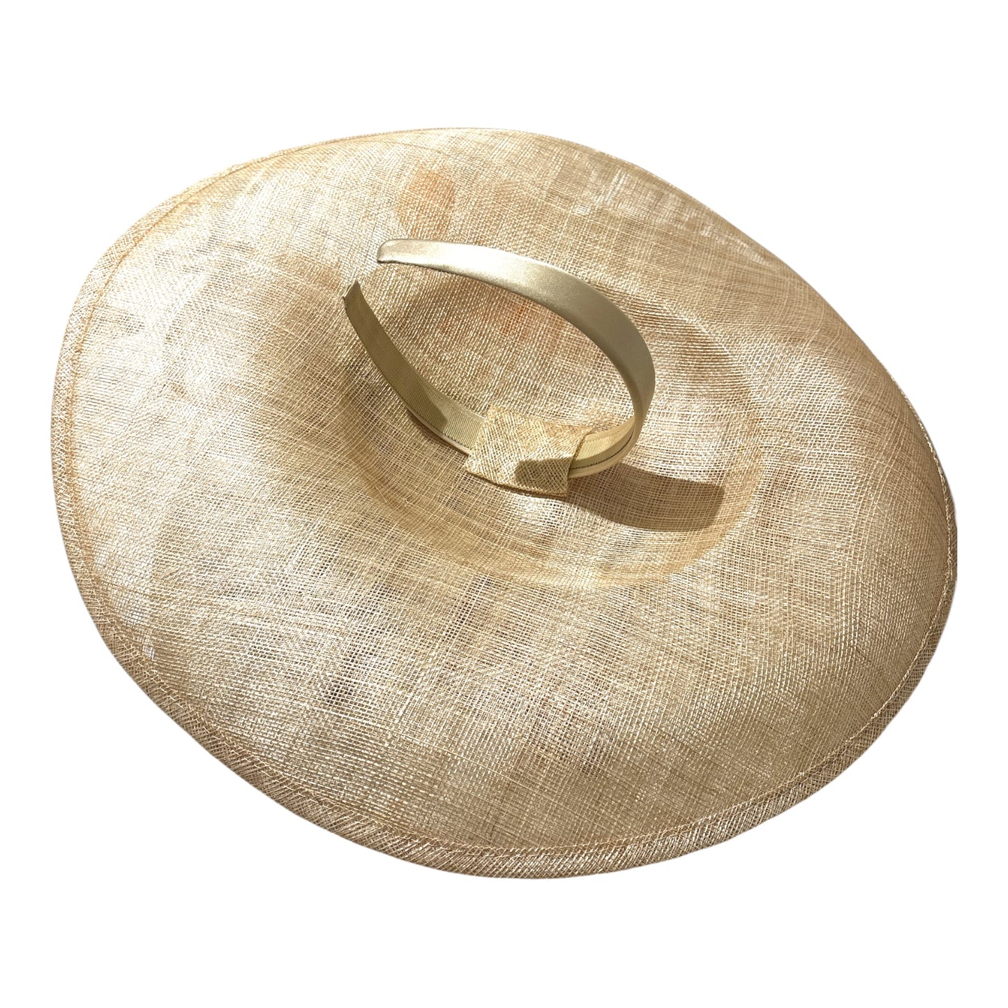 Women's Large Fashion Sinamay Dressy Derby Hat Light Gold with Headband L6105