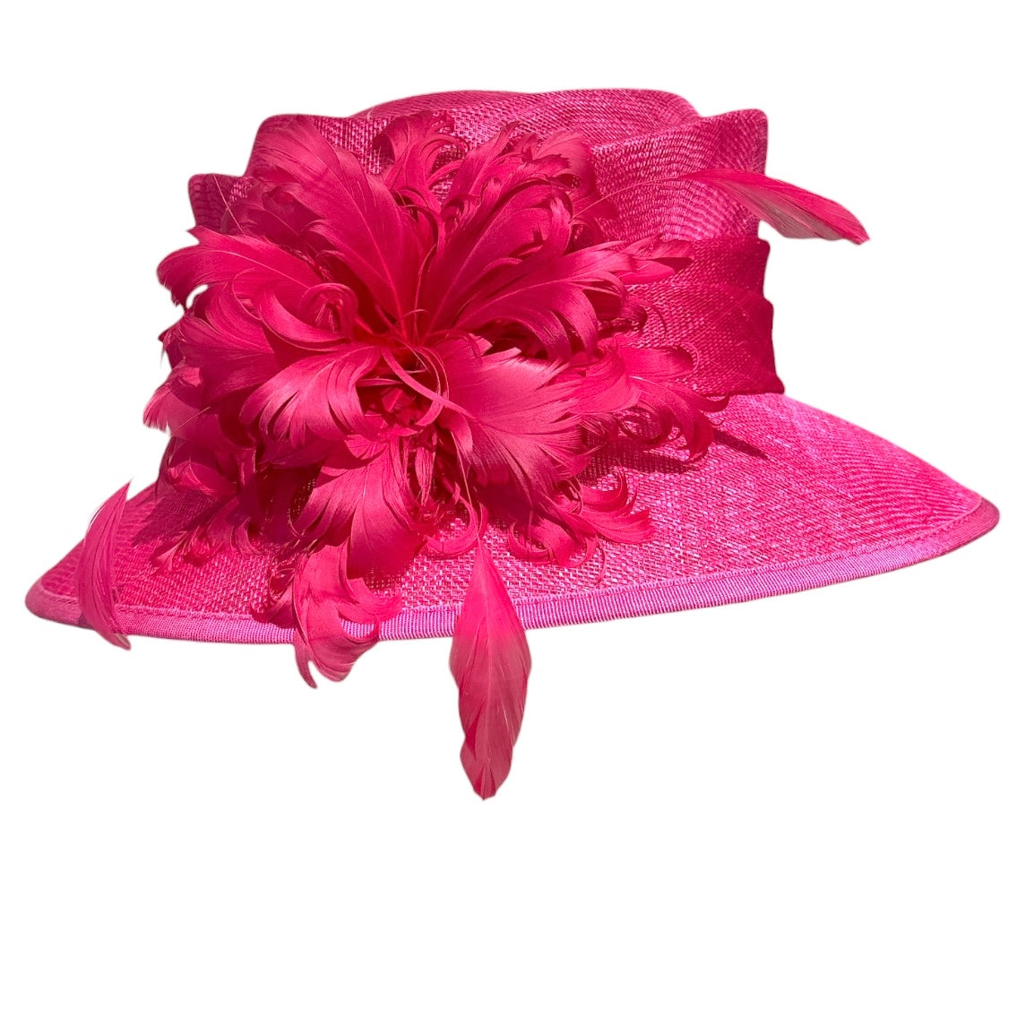 Small Brim Classic Dressy Hat with Feather Flower