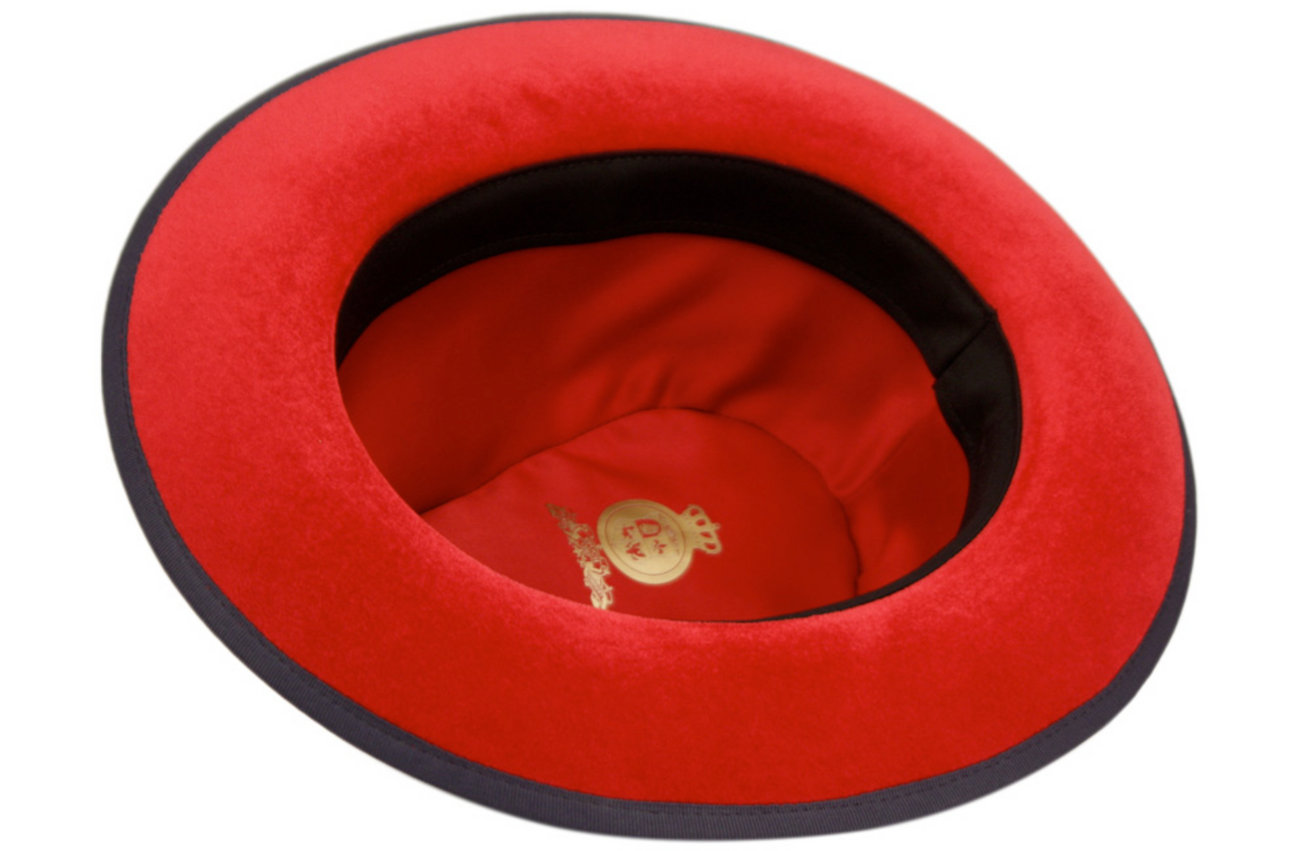 Men's Red Velvet Bottom Wool felt fedora hats & feather with adjustable velcro