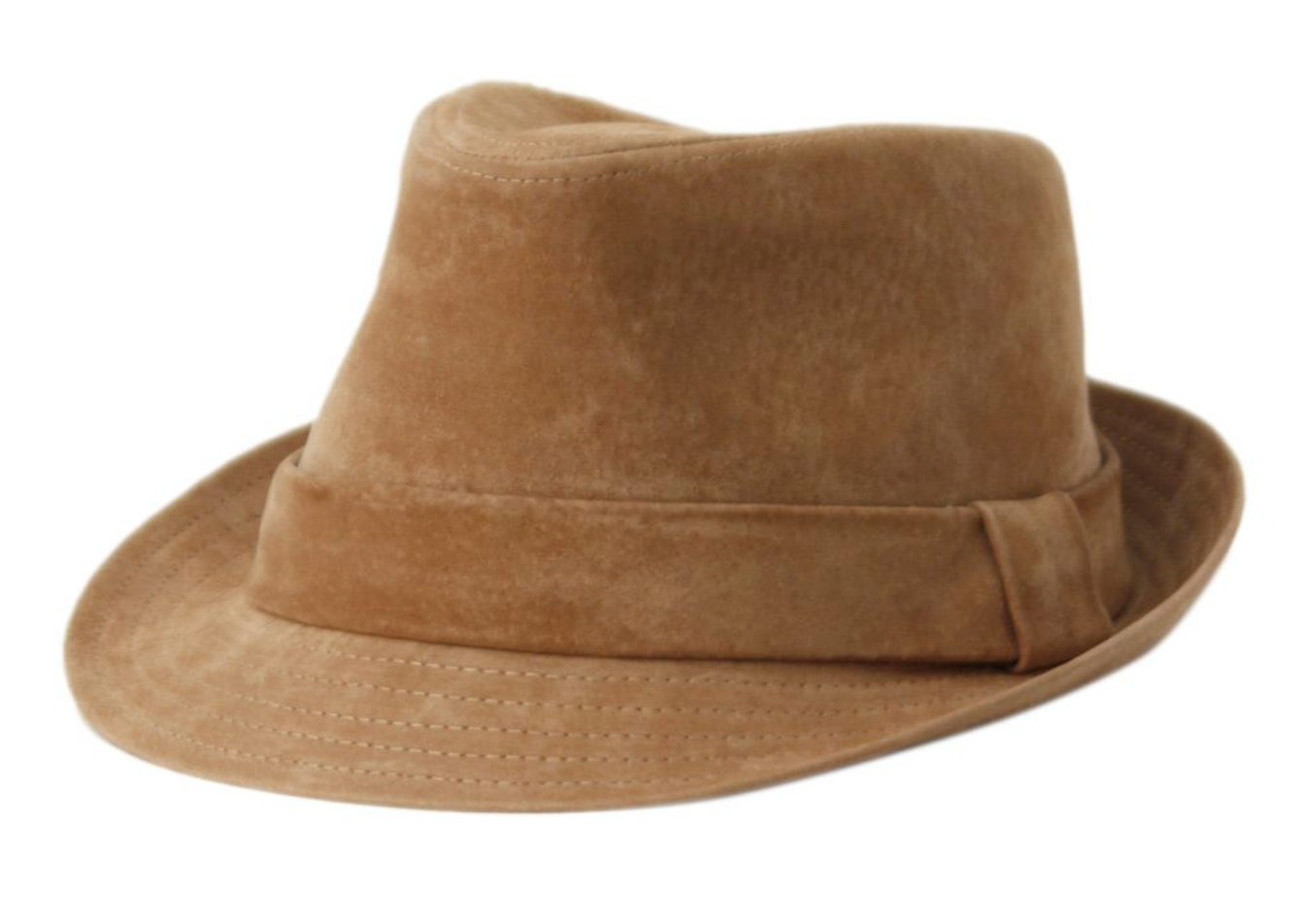 Genuine 100% Suede Leather Fedora with Adjustable Drawstring 7111