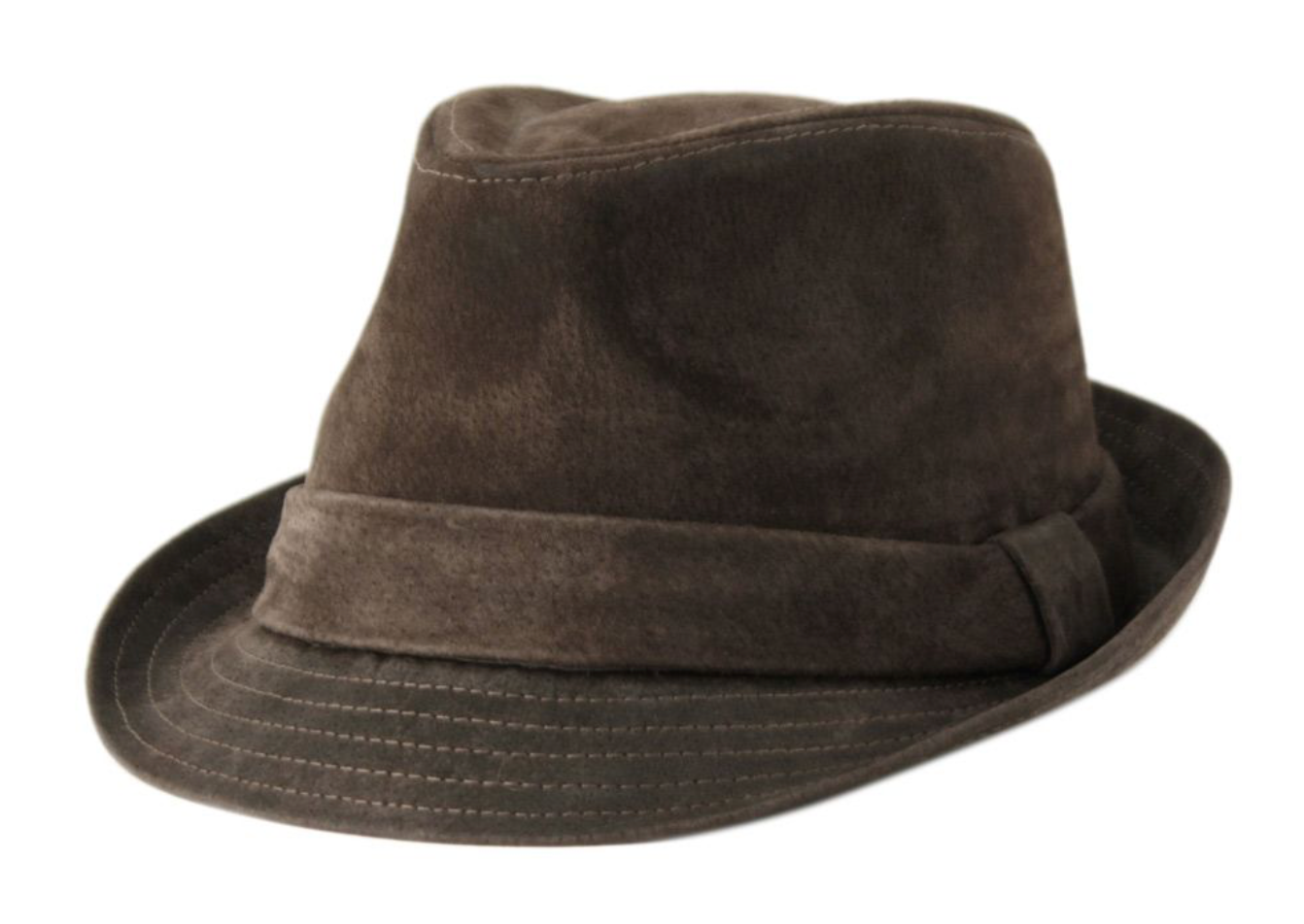 Genuine 100% Suede Leather Fedora with Adjustable Drawstring 7111