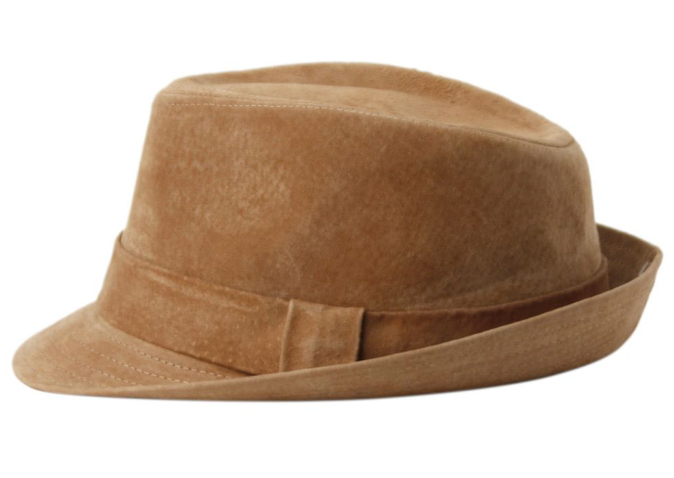 Genuine 100% Suede Leather Fedora with Adjustable Drawstring 7111