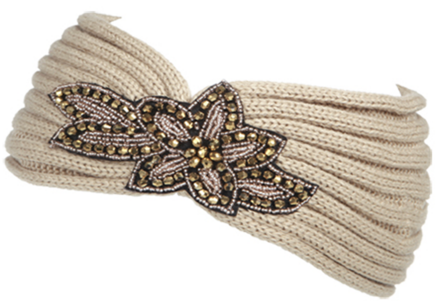 Women's Fashion Knit Headband With Sequence Flower Trim 1973