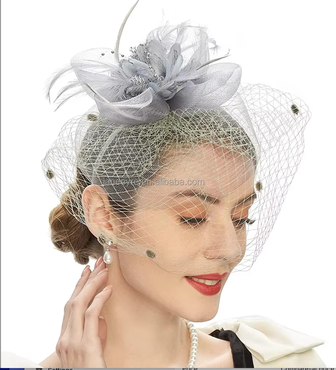 Women's Veil Net Mesh Flower Versatile Feather Derby Fascinators 69204