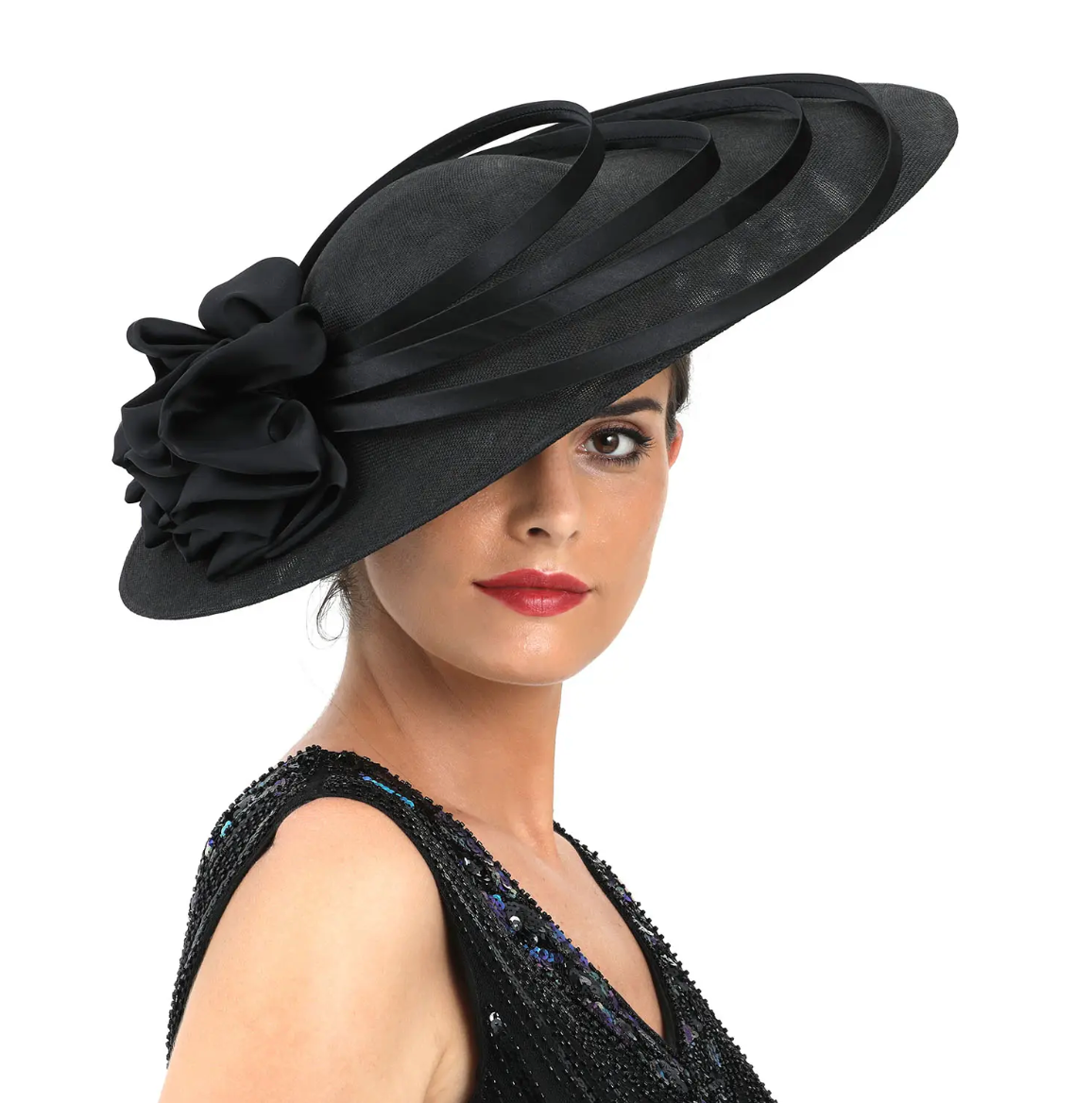 Deluxe Theme Party Flower Fascinator Fashion Church Derby Hats for Women