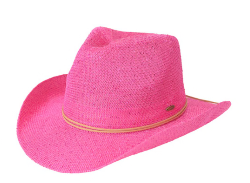 Women's Sequins Cowboy UPF 50+ Sun Protection Cowgirl Hat with Suede String Trim Band L03