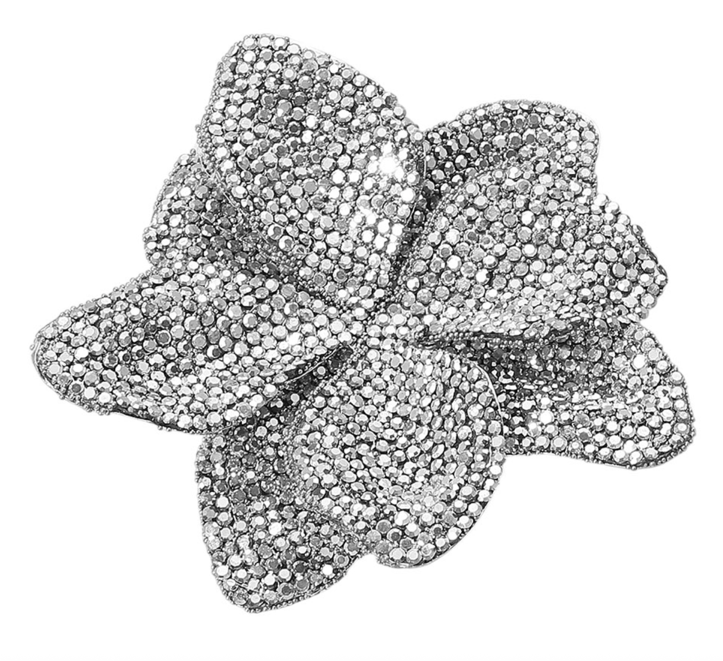 Stone Paved Flower Pin Brooch with Alligator Snap Hair Clip