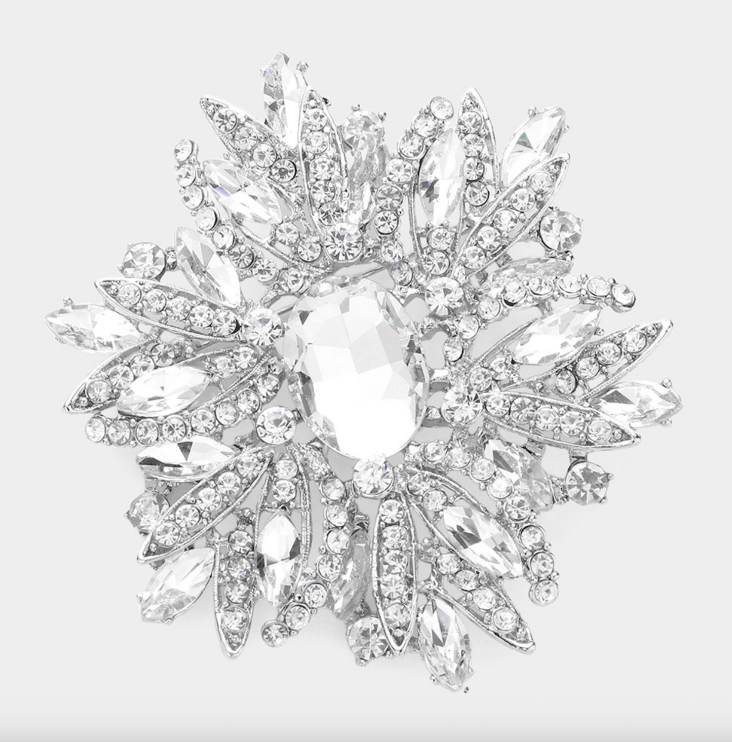 Glass Crystal Flower Brooch Large Size