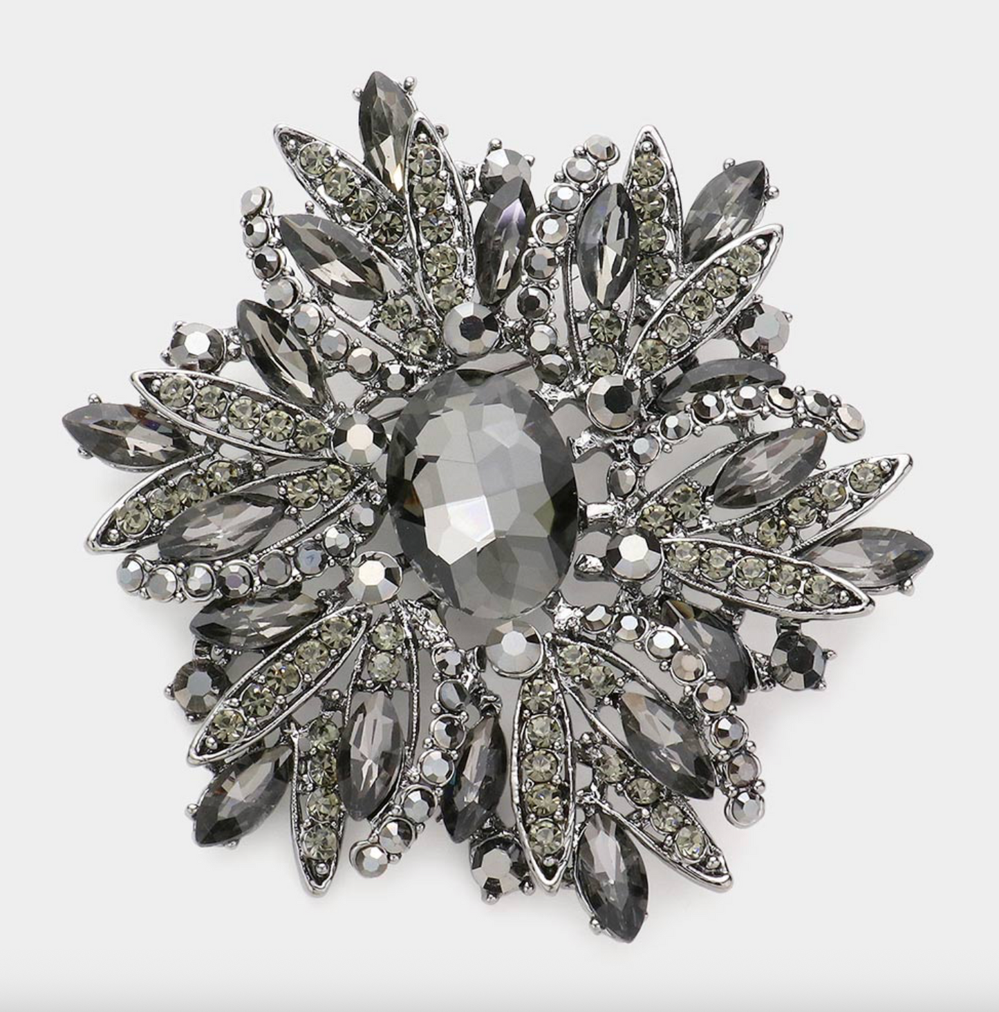 Glass Crystal Flower Brooch Large Size