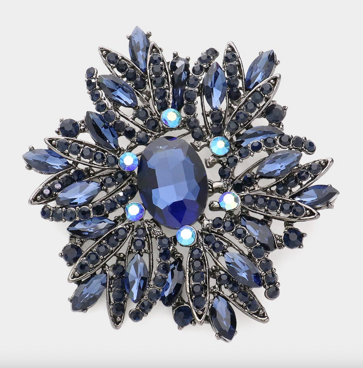 Glass Crystal Flower Brooch Large Size