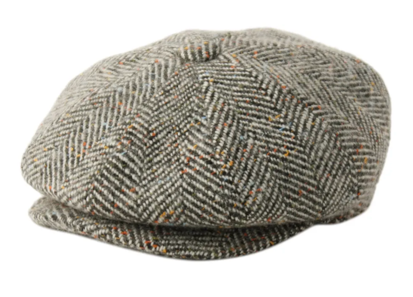 Wool Blend Patch Work Newsboy Cap With Quilted Satin Lining front snap button