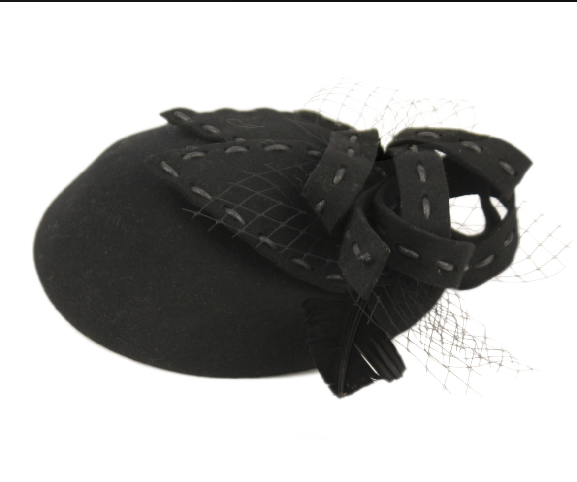Ladies' 100% Wool Felt Fascinator Hat with Feather Decoration 2288