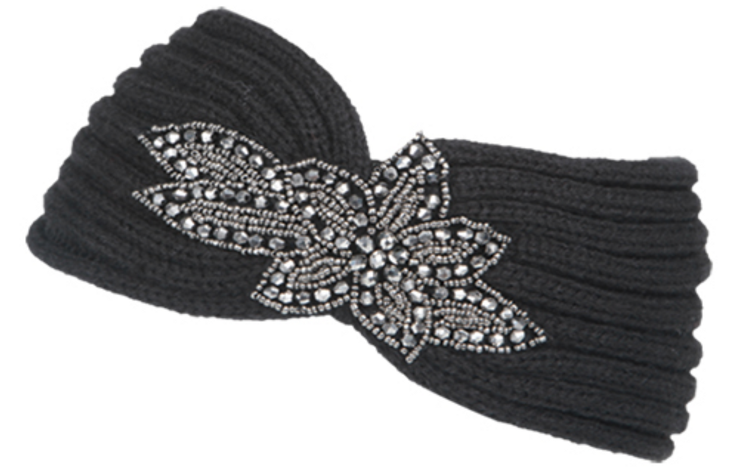 Women's Fashion Knit Headband With Sequence Flower Trim 1973