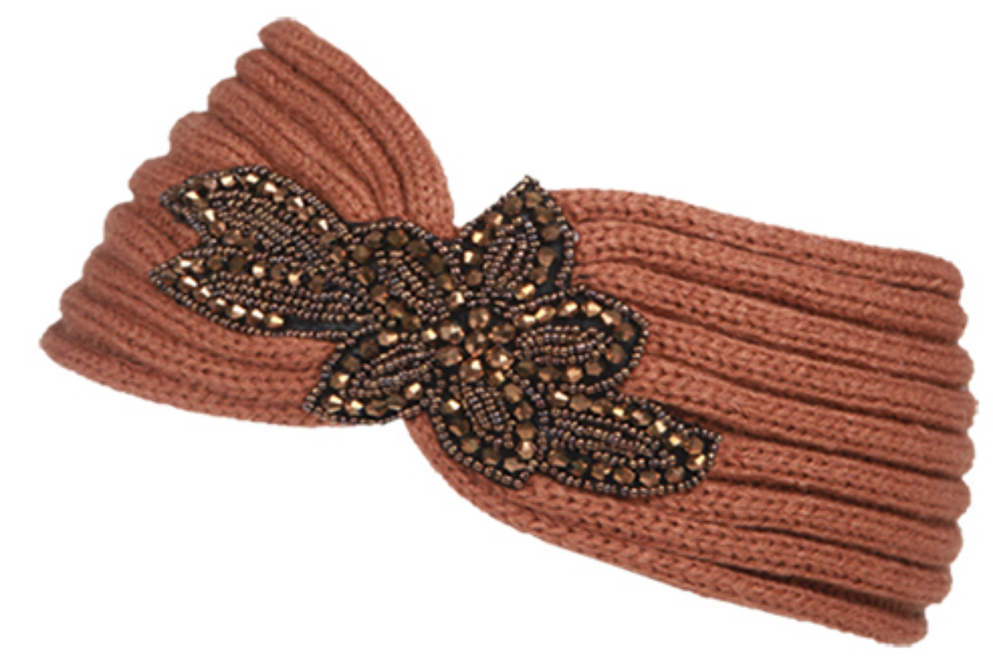 Women's Fashion Knit Headband With Sequence Flower Trim 1973