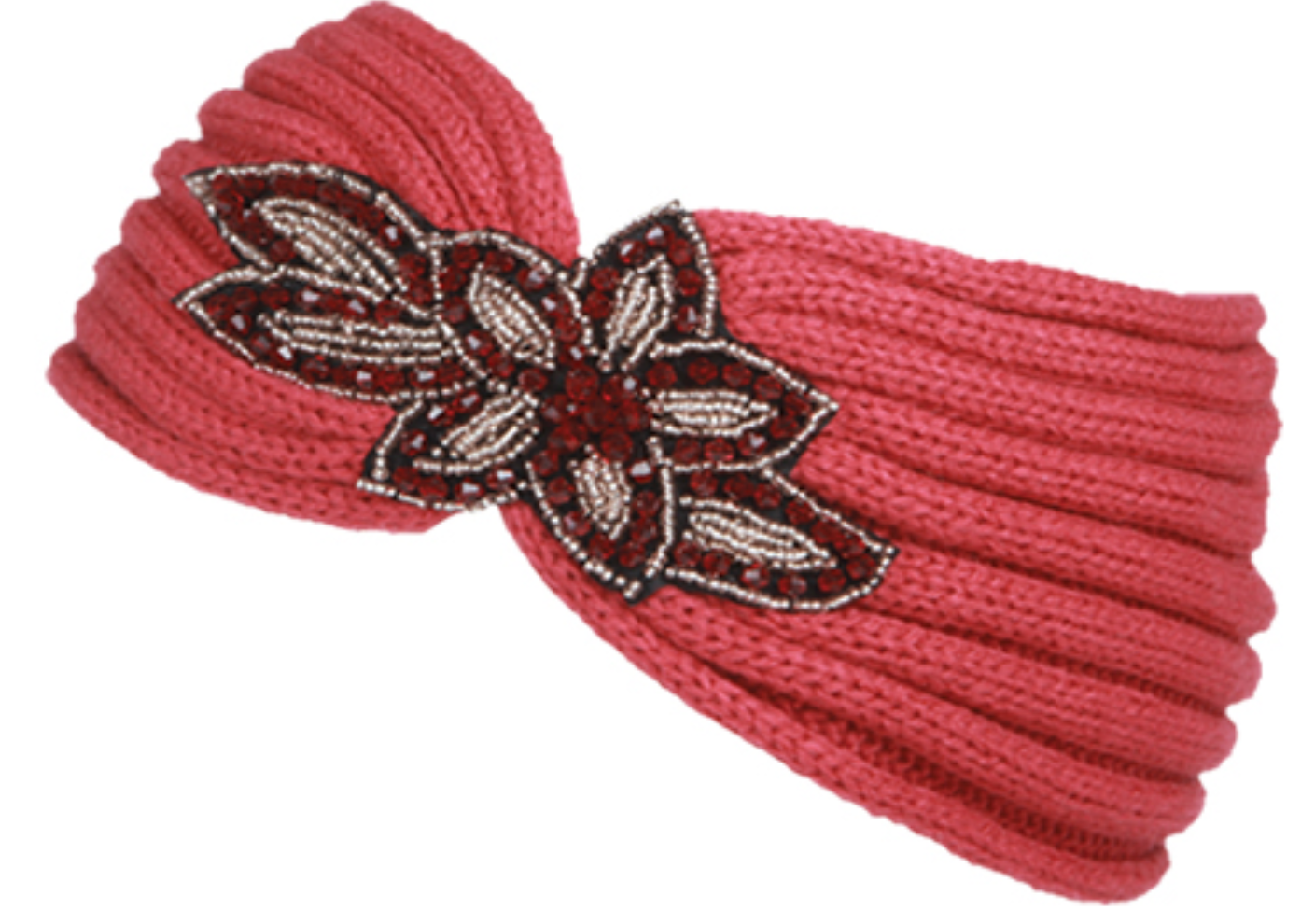 Women's Fashion Knit Headband With Sequence Flower Trim 1973