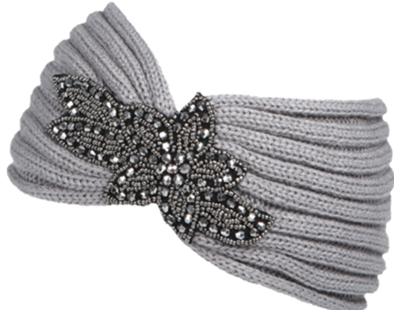 Women's Fashion Knit Headband With Sequence Flower Trim 1973