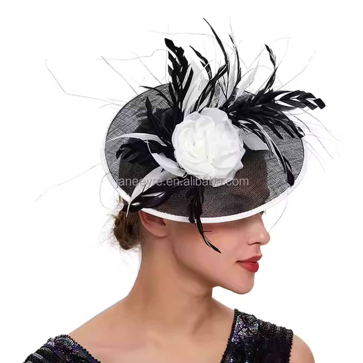 Women's Sinamay Tow Tone Fascinators With Feather 65556