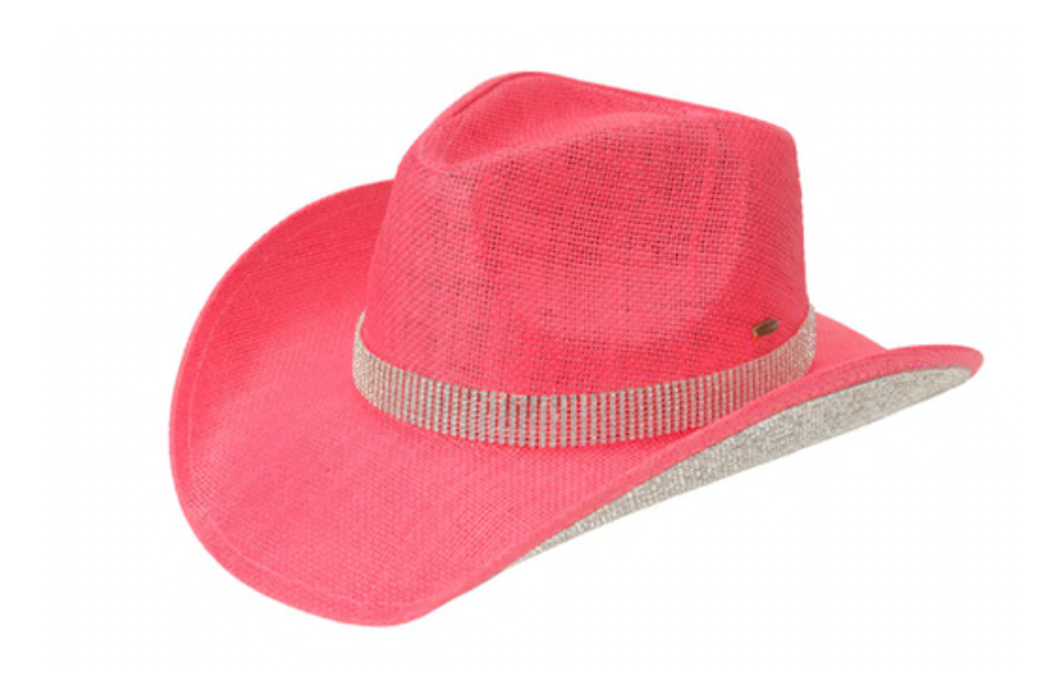 UPF 50+ Sun Protection Under Brim Rhinestone Patch Sparking Cowgirl Hat L0029