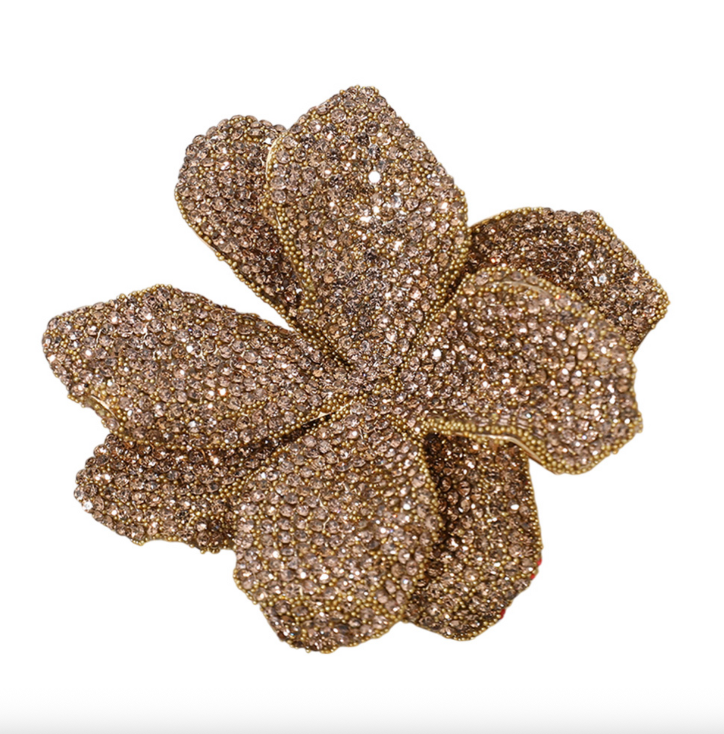 Stone Paved Flower Pin Brooch with Alligator Snap Hair Clip