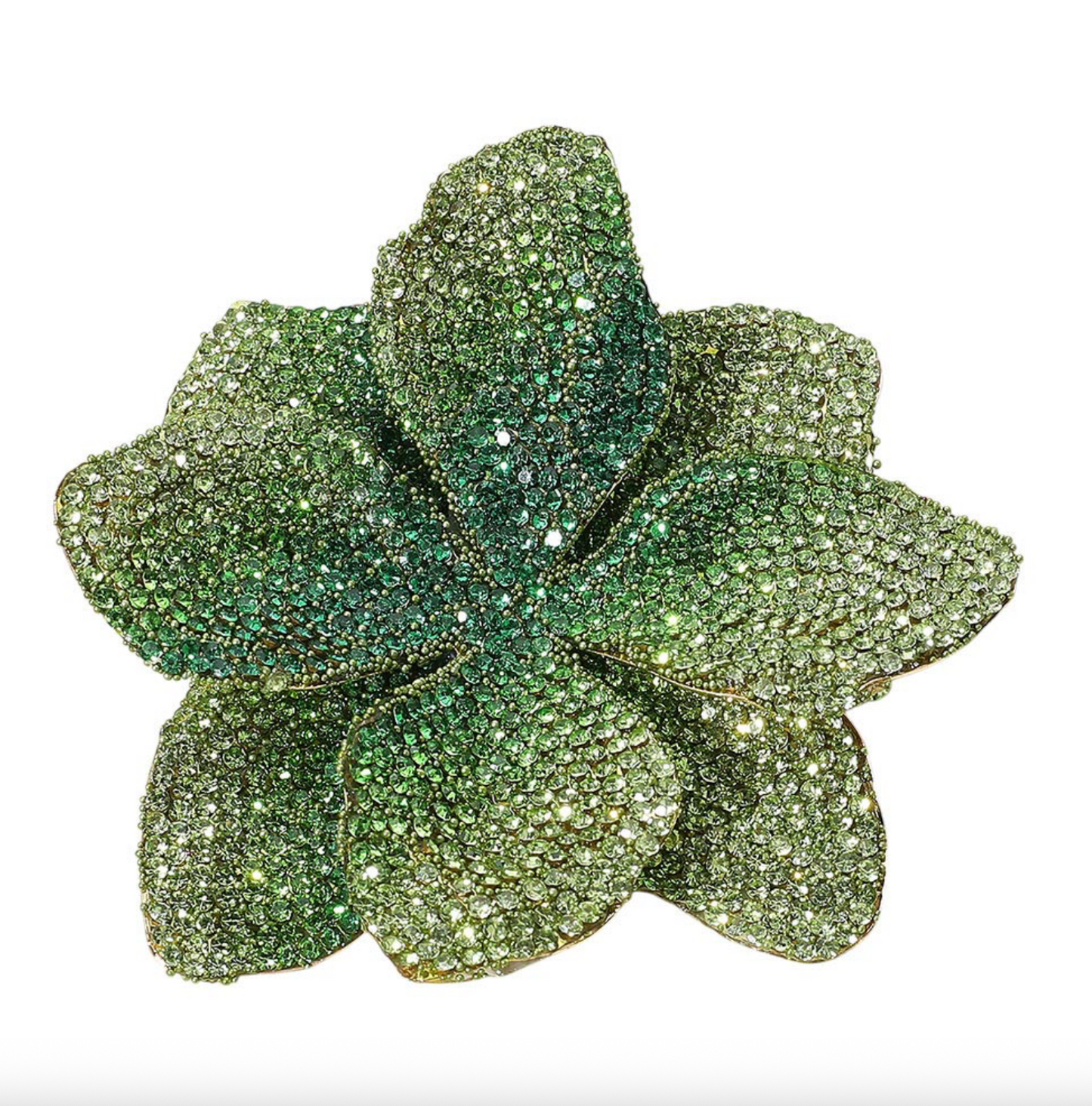 Stone Paved Flower Pin Brooch with Alligator Snap Hair Clip