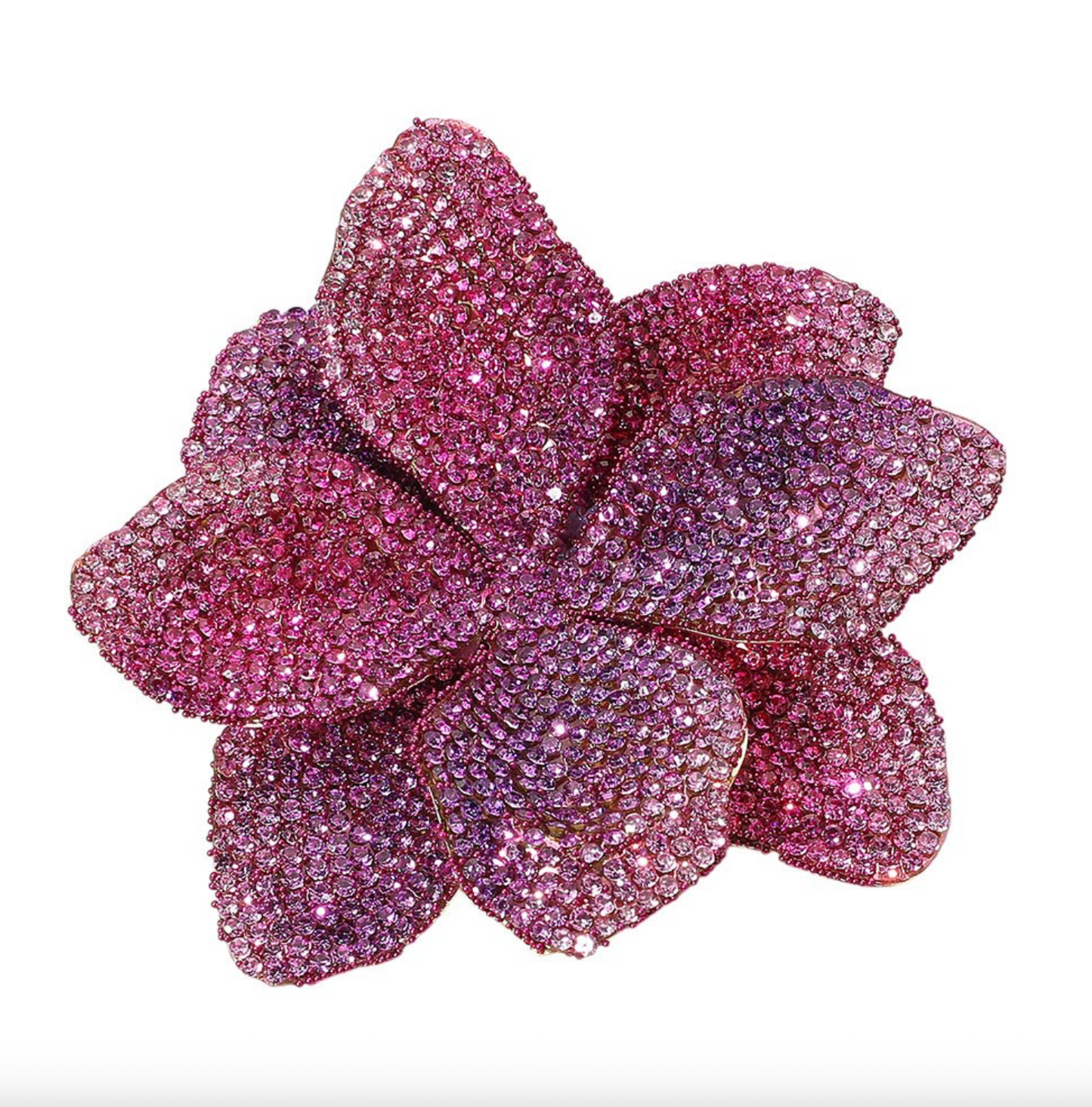 Stone Paved Flower Pin Brooch with Alligator Snap Hair Clip