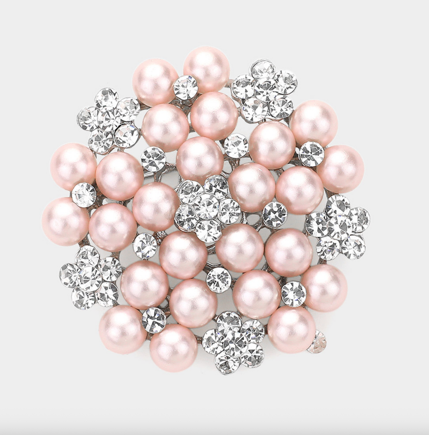 Pearl Crystal Floral Flower Pin Brooch