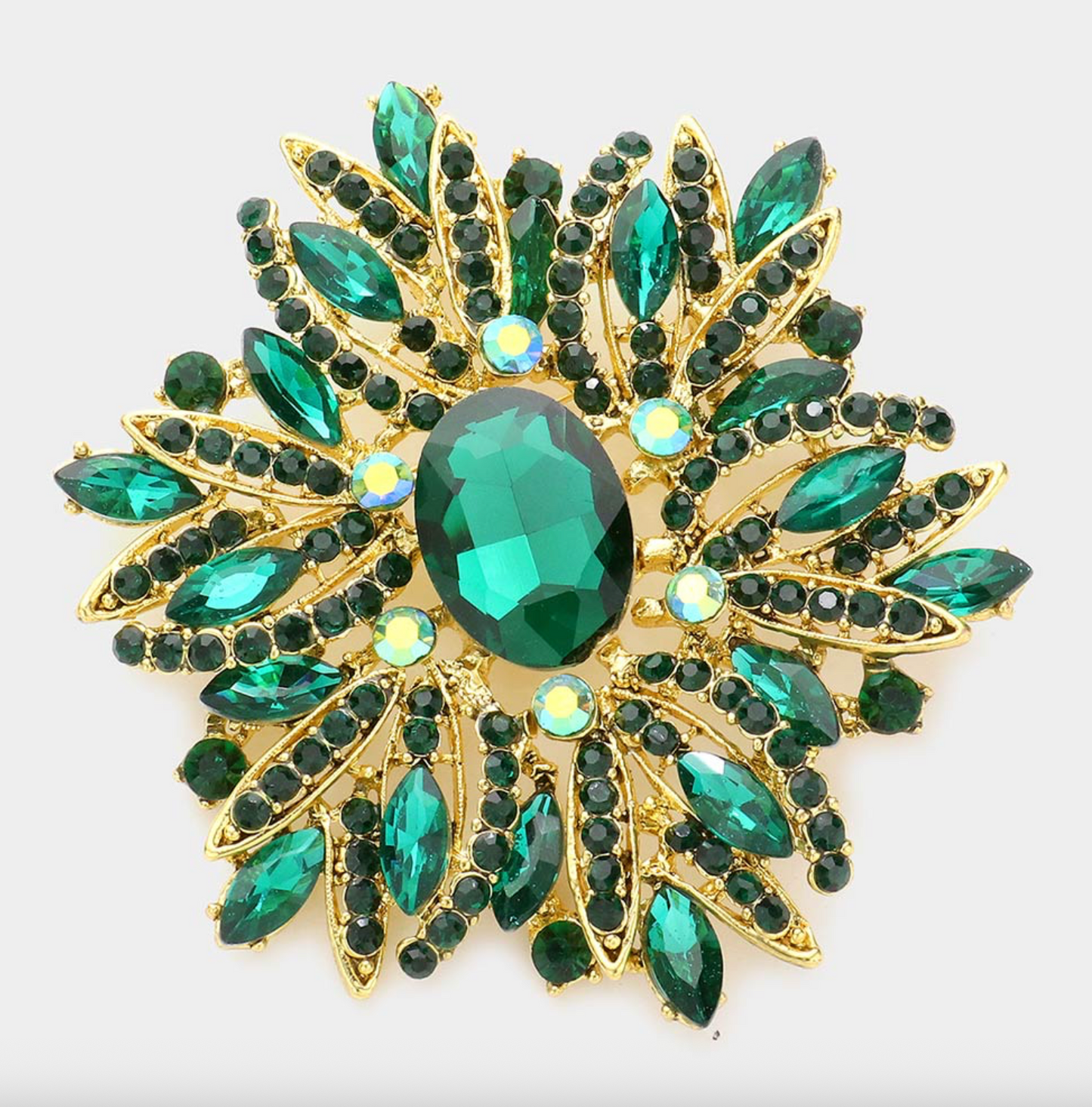 Glass Crystal Flower Brooch Large Size