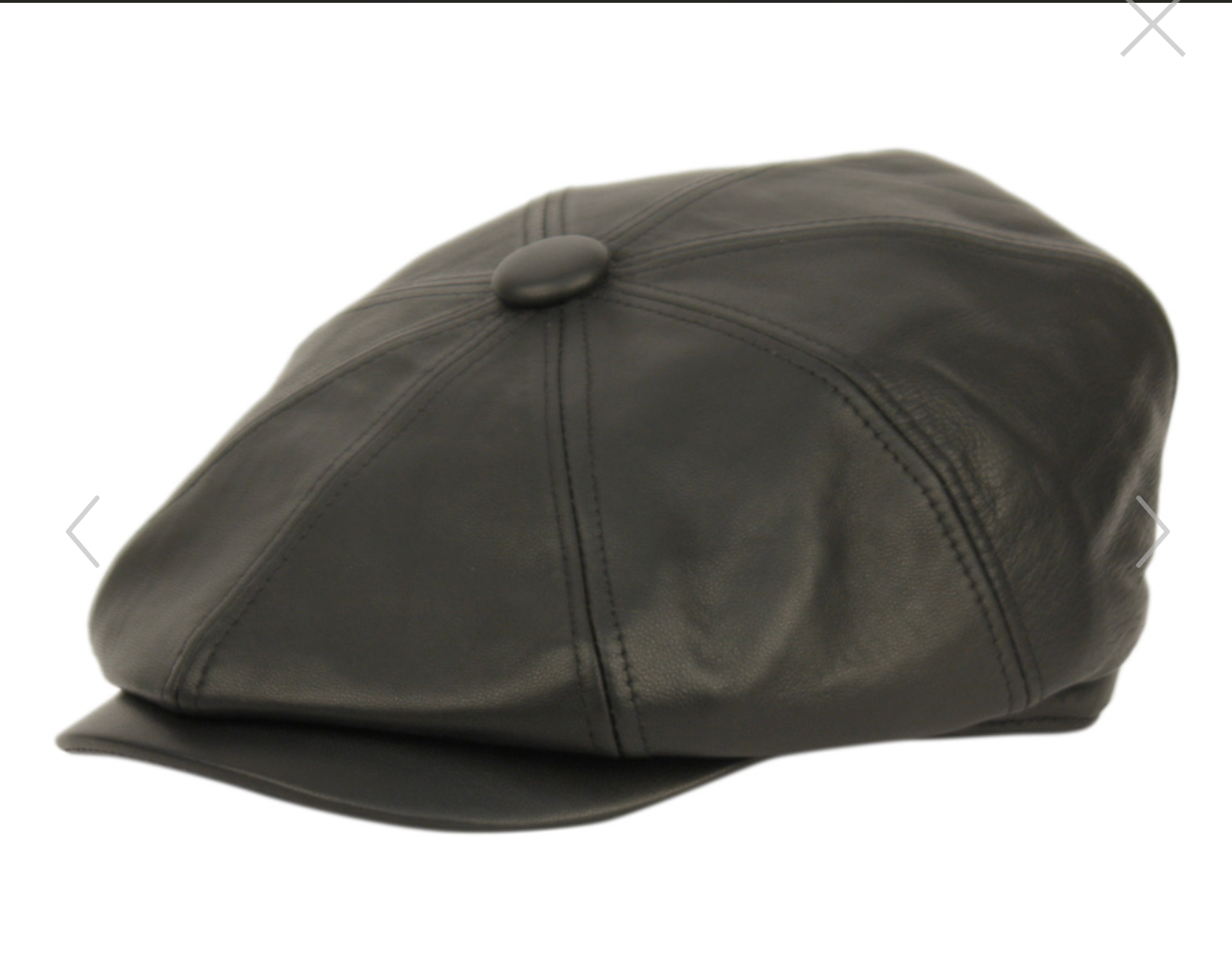 Men's Berteil 100% Genuine Leather Newsboy Cap with Quilted Satin Lining