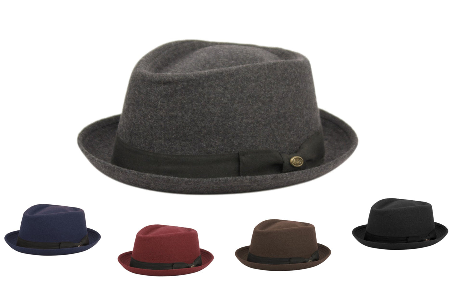 Diamond Shape Men's 100% Wool Felt Fall Winter Spring Brim Fedora with Band L2292