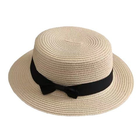 Small Brim Women's Round Flat Top Sun Hat For Spring Summer