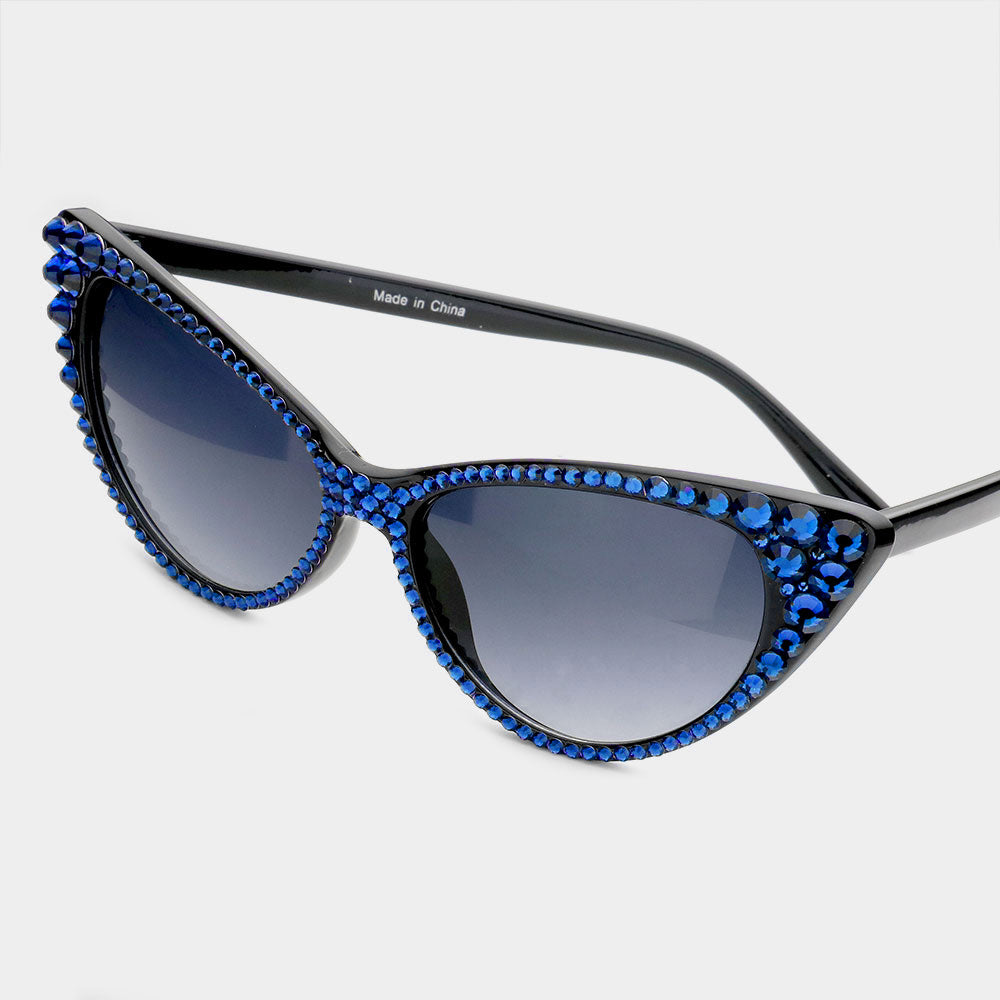 Crystal Cat Eye Sunglasses with UV Protection