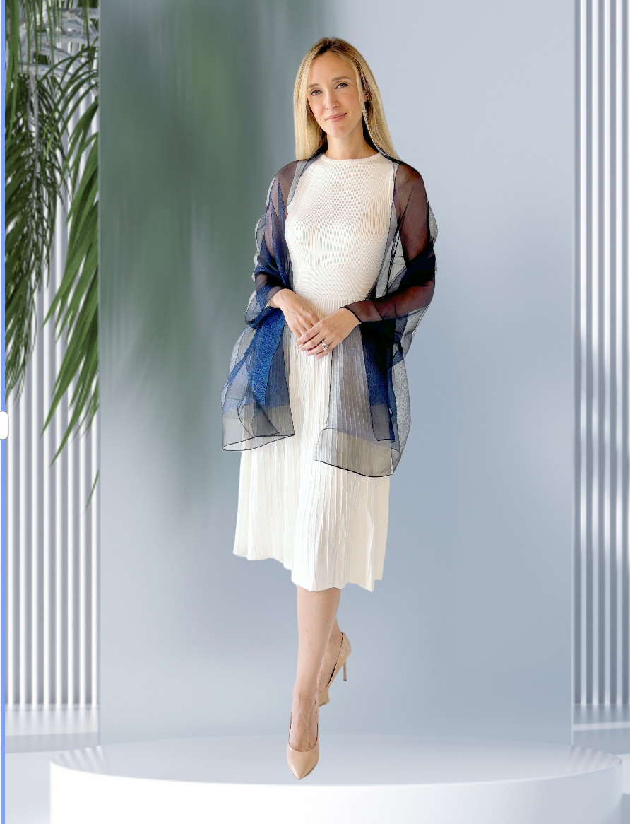 Women's Dressy Shawl Wrap See Through Silk Mixed Double Layered Glittery for Party