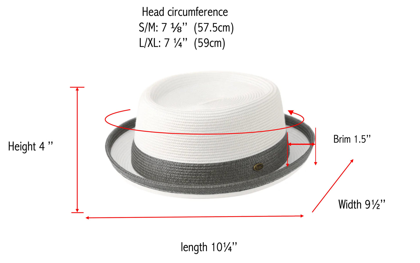 Two Tone Pork Pie Summer Men's Poly Braid Beach Dressy Small Brim Hat with an Adjustable Drawstring L2809