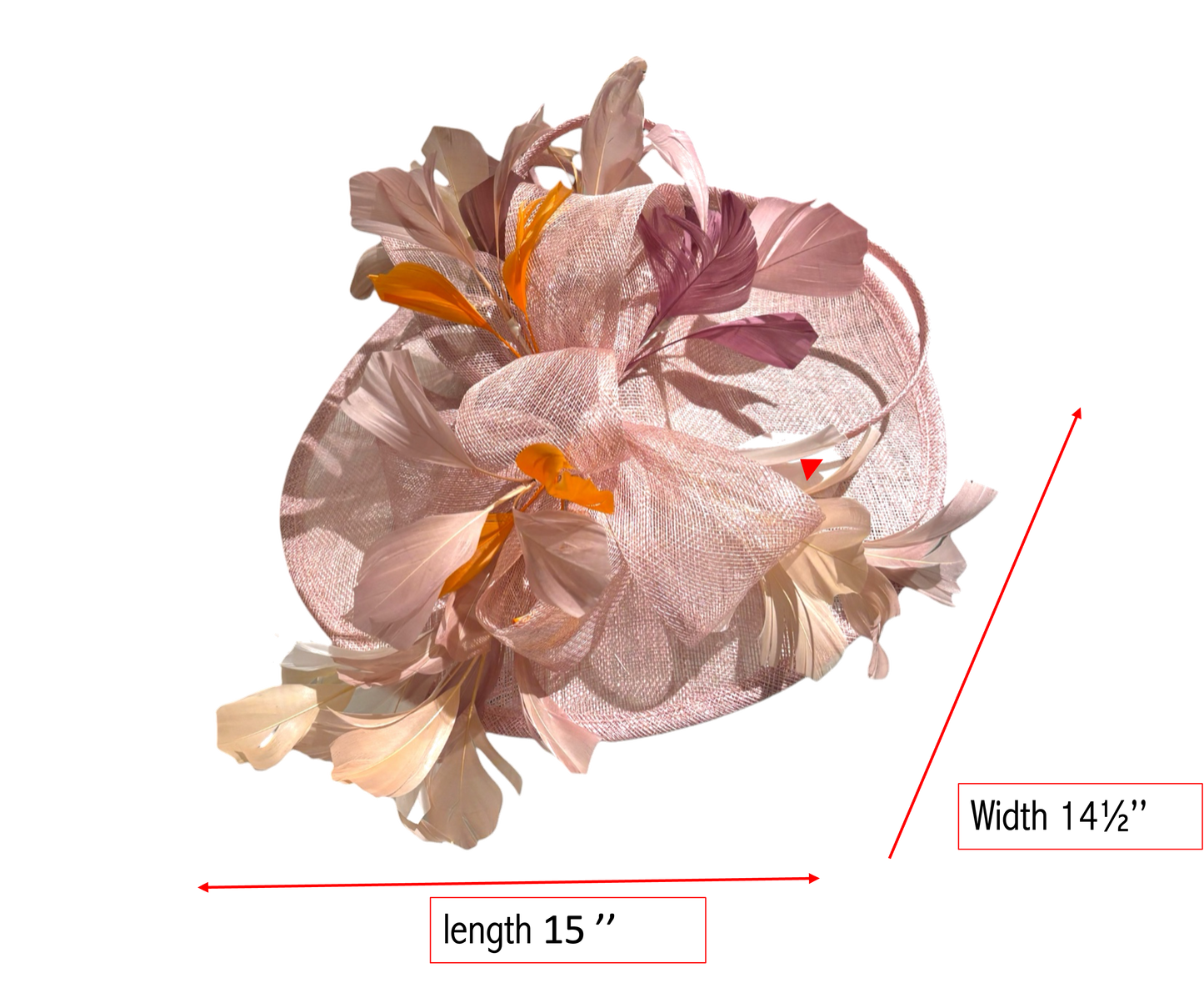 Women's Large Fashion Sinamay Dressy Derby Hat Feather Flowers with Headband L6106