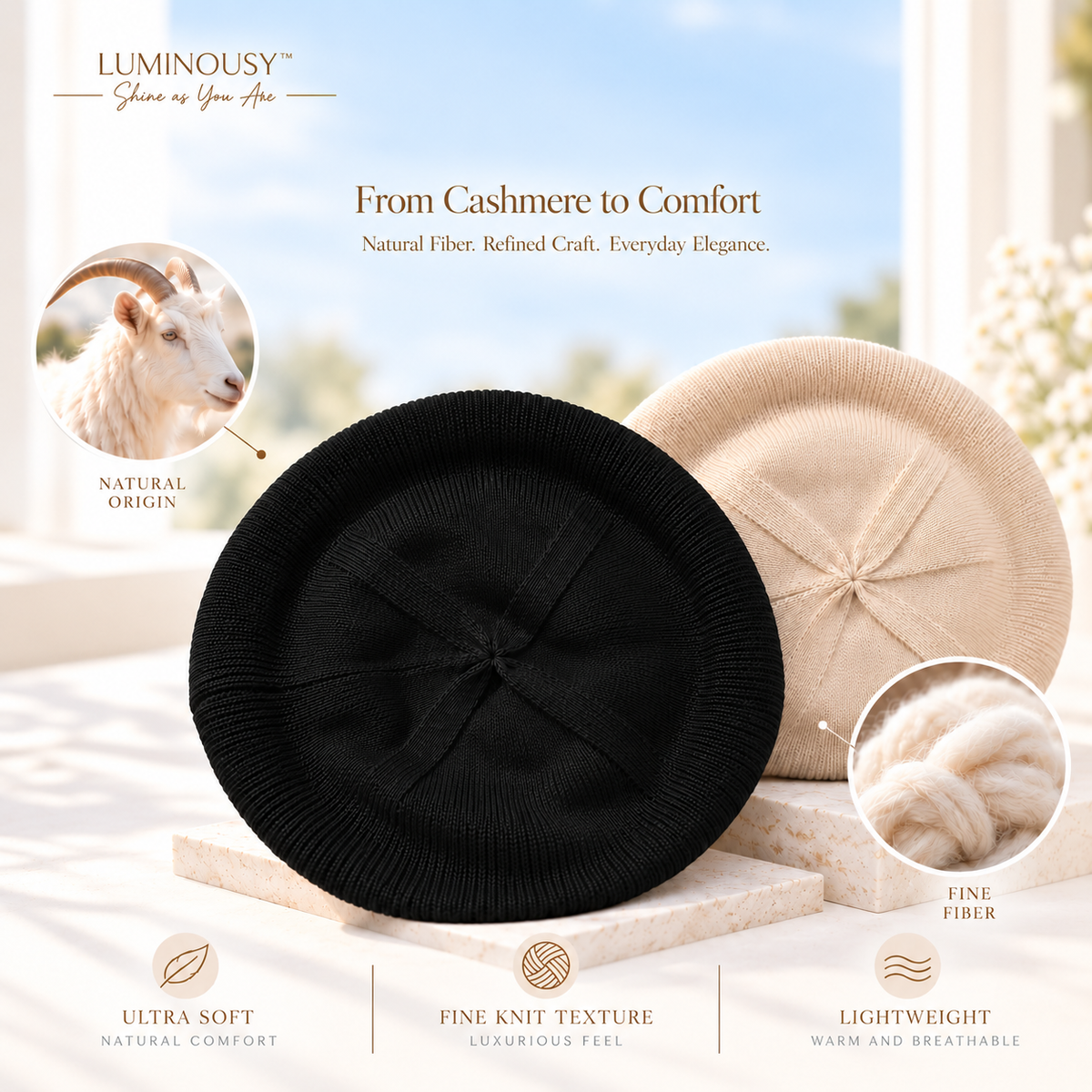 Unisex 100% Cashmere Beret French Style Hat L001