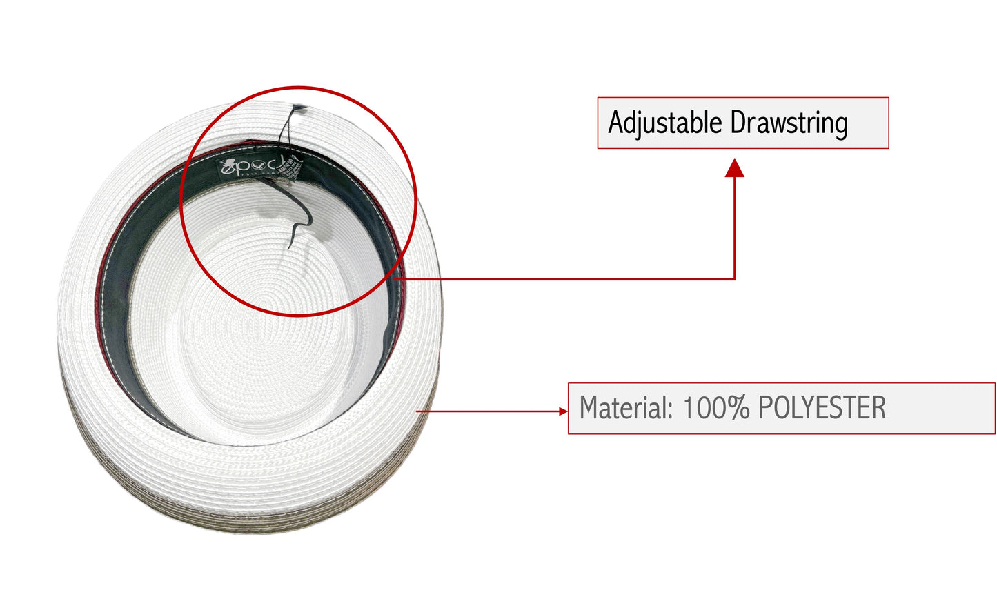 Two Tone Pork Pie Summer Men's Poly Braid Beach Dressy Small Brim Hat with an Adjustable Drawstring L2809