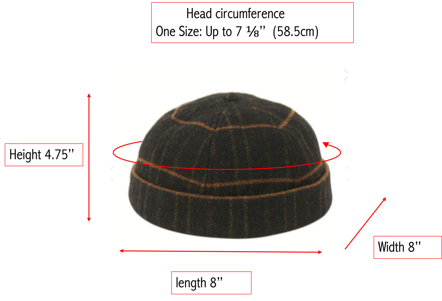 Men's Wool Cuff Short Skull Cap Beanie